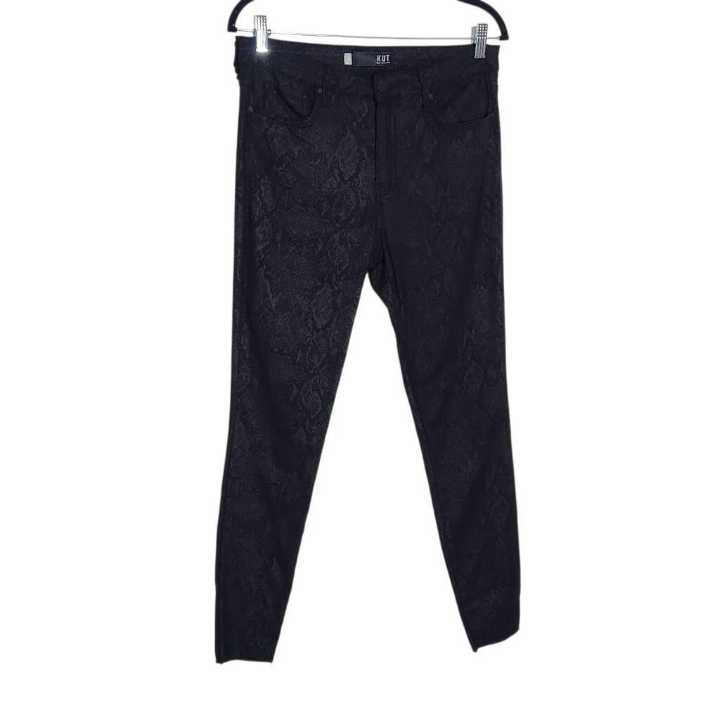 Kut from the Kloth Black Snakeskin Print Ankle Jeans Size 8 Black Skinny Jeans